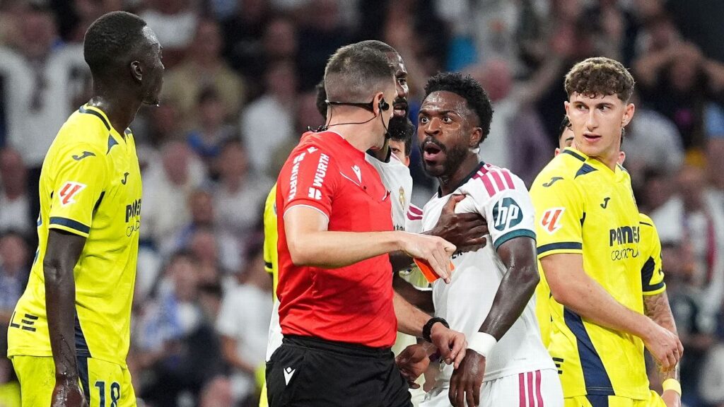 Vinícius Júnior has goal denied, is sent off for hair pull after controversial Real Madrid omission